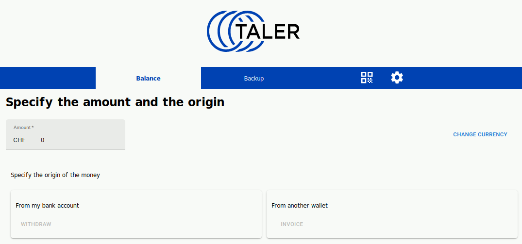 Wallet requesting amount to withdraw