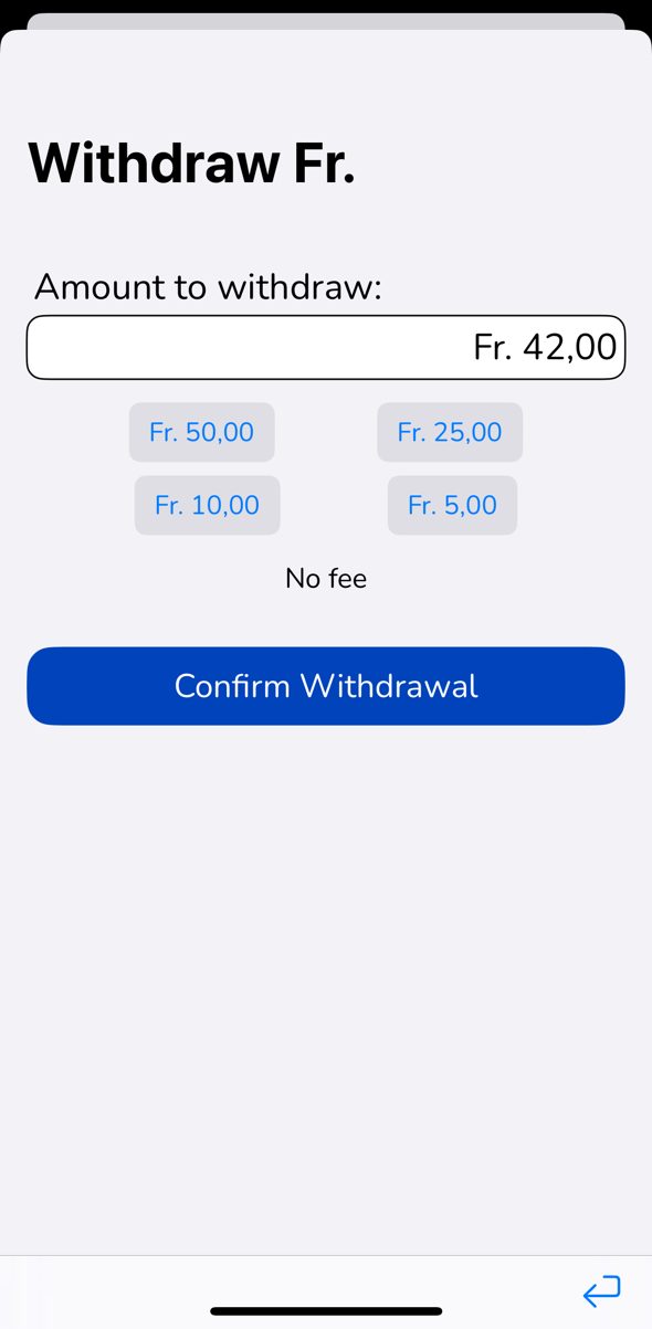 Wallet requesting amount to withdraw